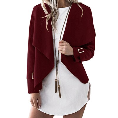 Mode Vrouwen Mini Jassen 4 Kleuren Vrouwelijke Jassen Dunne Streetwear Vrouw Tops: wine red / XL