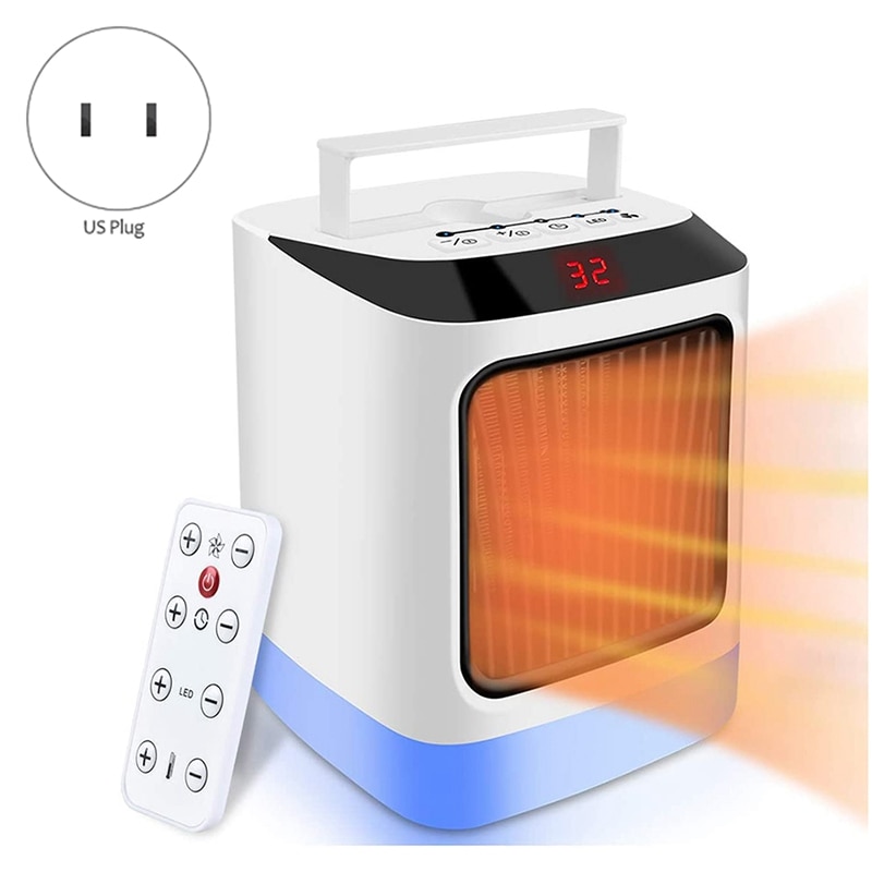 Portable Electric Fan Heater With Remote Control Indoor Fireproof Winter Thermostatic Heater With PTC Ceramic Heating Technology