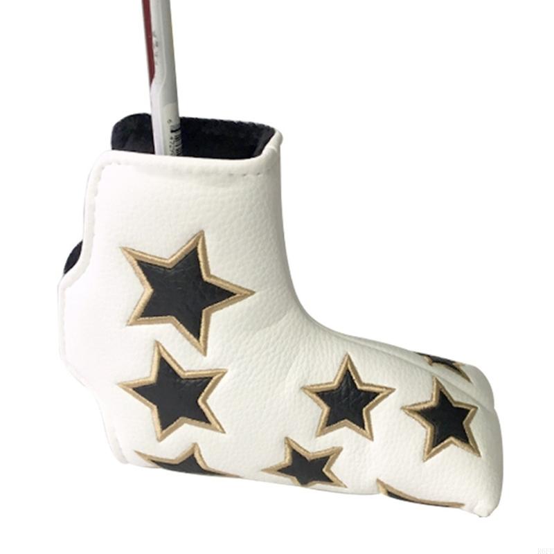 R6fe pu lederen golfijzeren headcover sterrenpatroon golfclub hoofdomslagbeschermer: WHITE