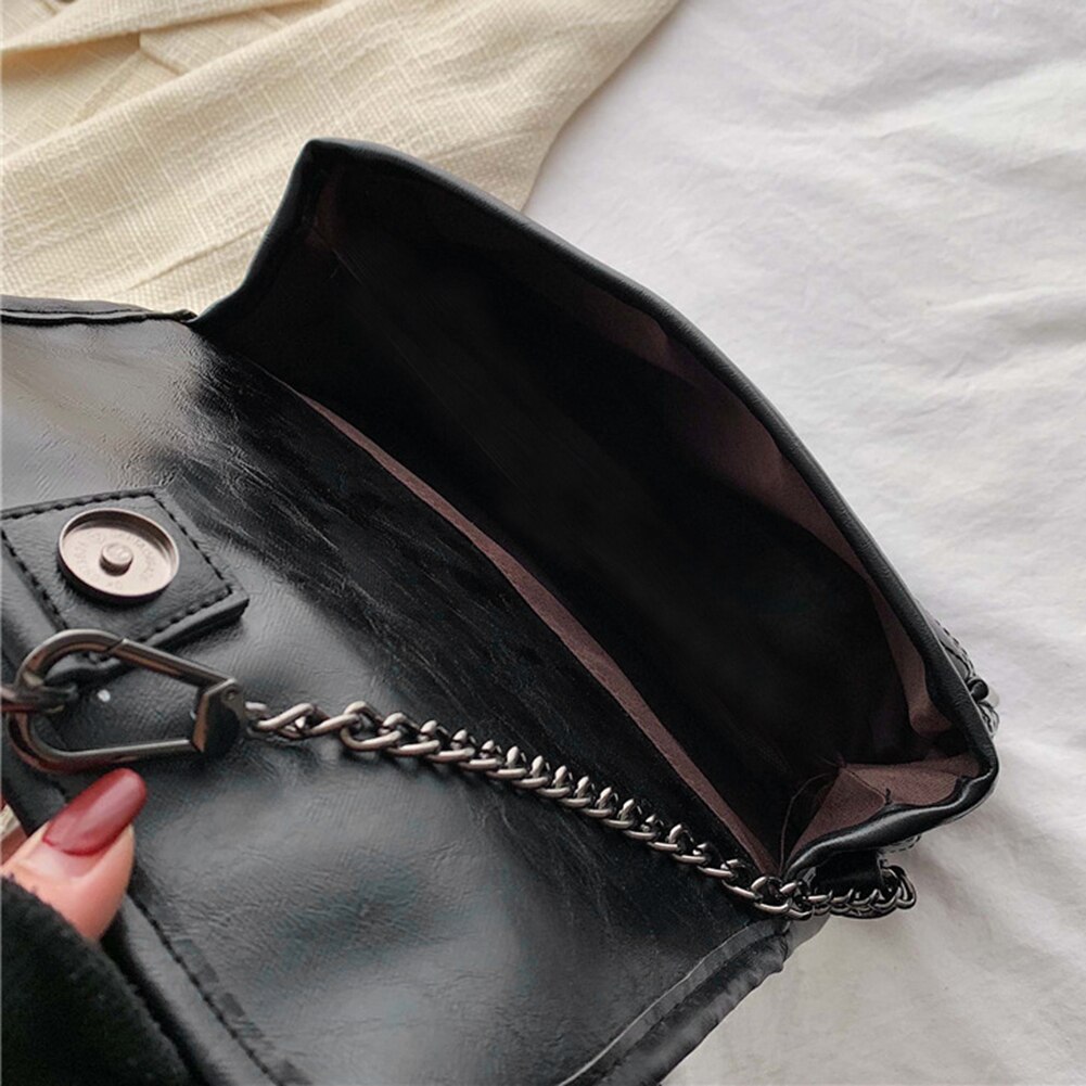 Schoudertas Voor Vrouwen Mode Retro Crossbody Handtas Zadeltas Vrouwen Solid Pu Lederen Ketting Schoudertas Messenger Bag