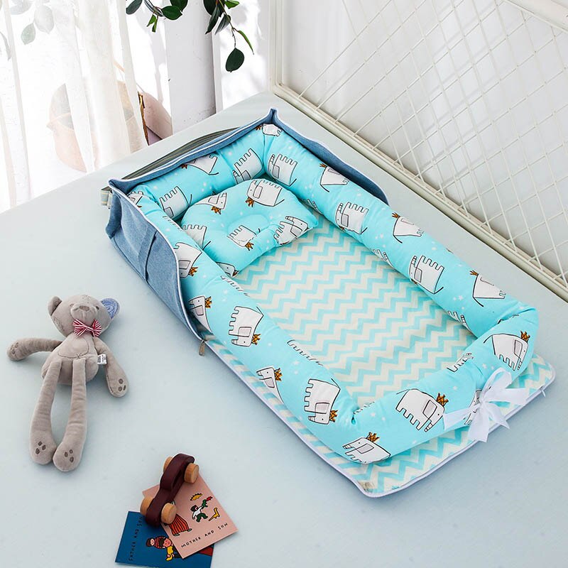 Abnehmbare Baby Nest Bettwäsche Stoßstange Neugeborenes Reise Matratze Schläfer Zaun 85x45cm: 9