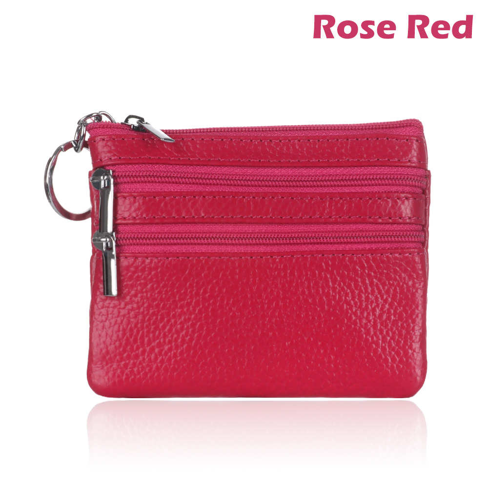 1Pcs Unisex PU Leder Kleine Geldbörse Neue Weiche Feste Kupplung Handtasche Bequem Platz Brieftasche Karte Schlüssel Ring beutel: Heißer Rosa