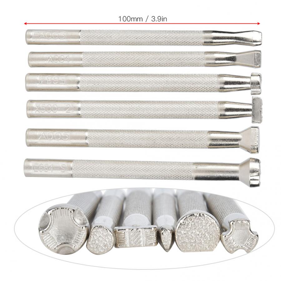 6Pcs Leather Craft Carving Tool Non-Slip Fish Printing Pattern Handle DIY Handcraft Tool Leather Crafts Sewing Needle Round Head