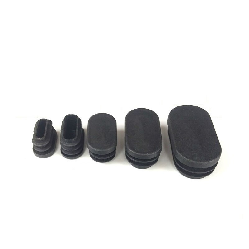 80PCS Schwarz Oval Kunststoff Stanzen End Kappe Rohr Stecker Einsätze Rohr Box Tisch Stuhl Möbel Noise Proctor Matte Abdeckungen zubehör