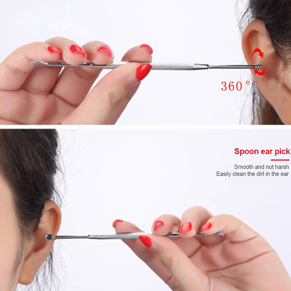 Double-Ended Ear Wax Remover Rvs Oor Pick Schoonmaken Lepel Oor Clean Tool