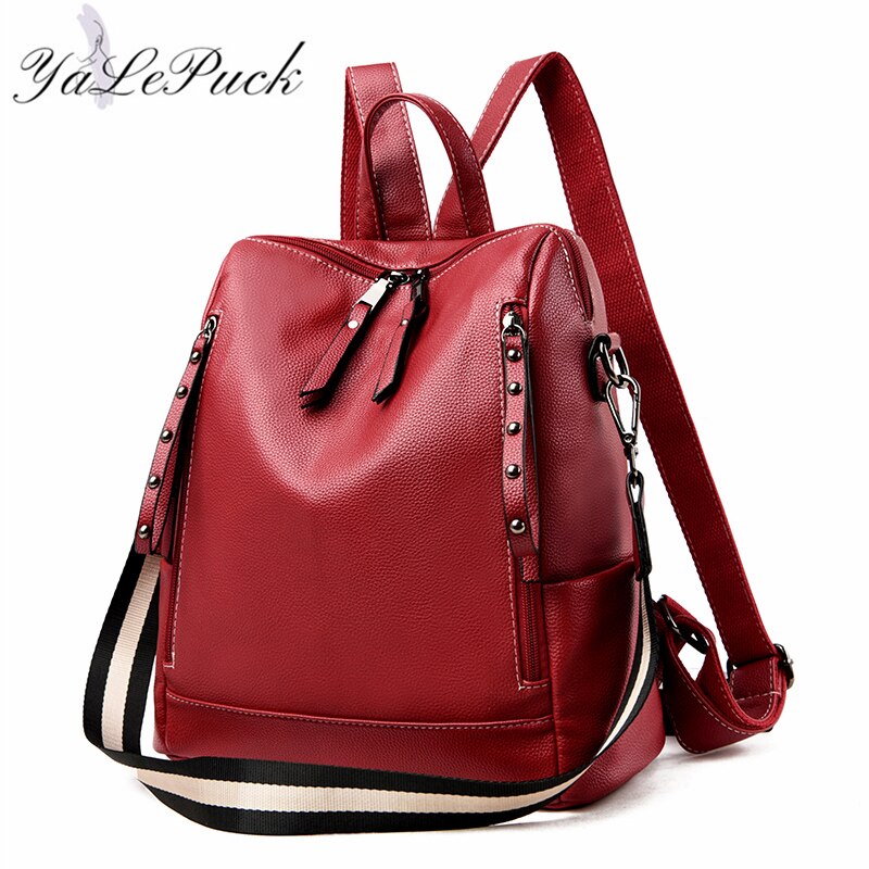 The women backpack soft leather backpack women shoulder bags high capacity school bag for lady travel backpacks