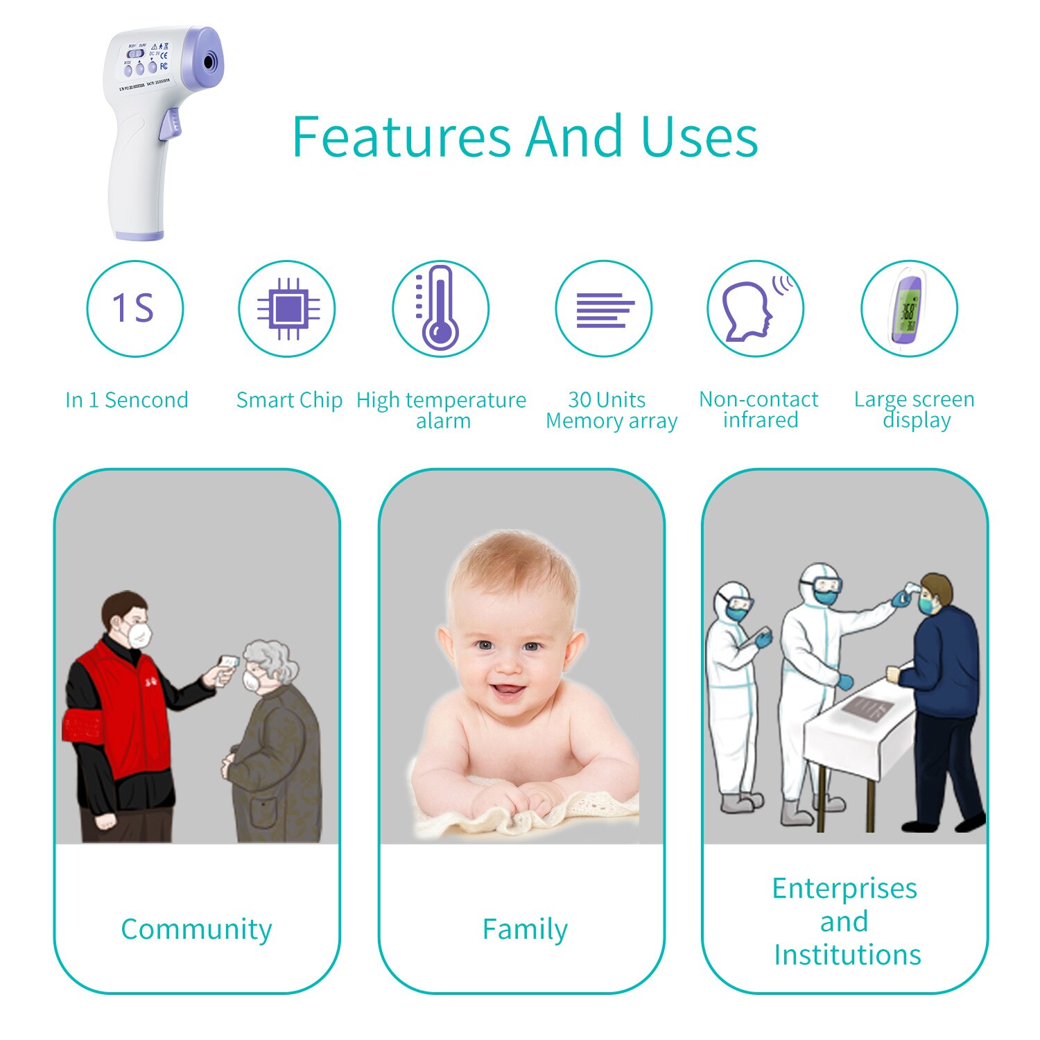 Digitale Infrarood Thermometer Non-contact Ir Thermometer Infrarood Celsius En Fahrenheit Schakelbare Voorhoofd Thermometer