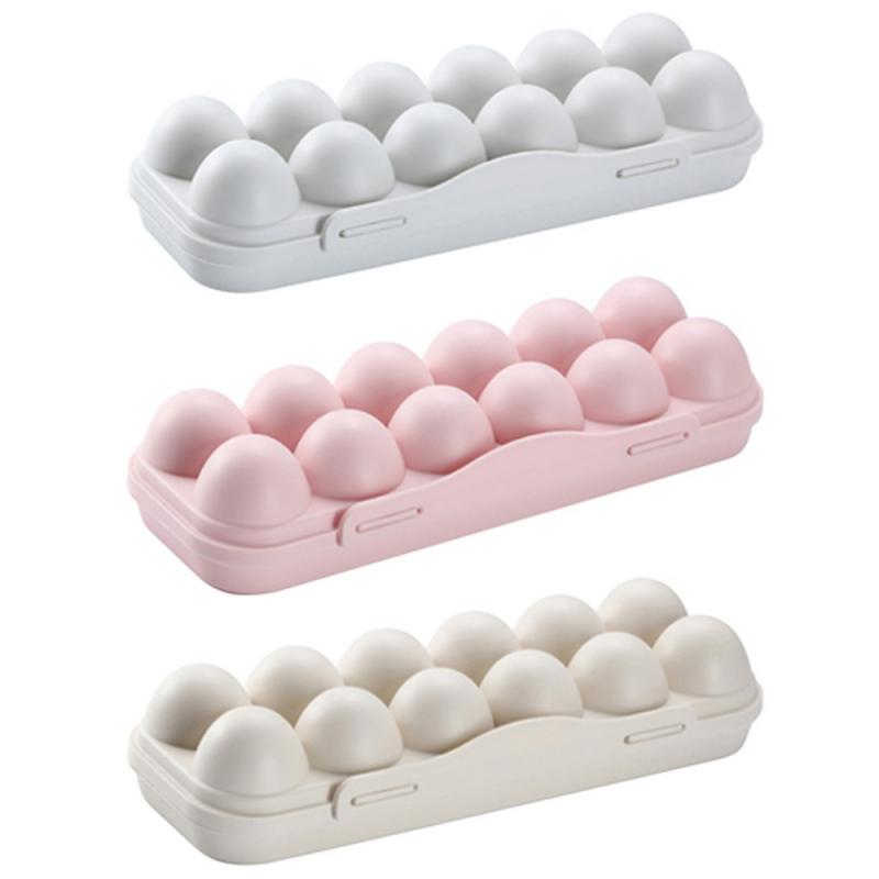 Kitchen Egg Tray Holder Egg Storage Box Refrigerator Crisper Storage BBQ ShockProof Egg Holder Cover Locks Container