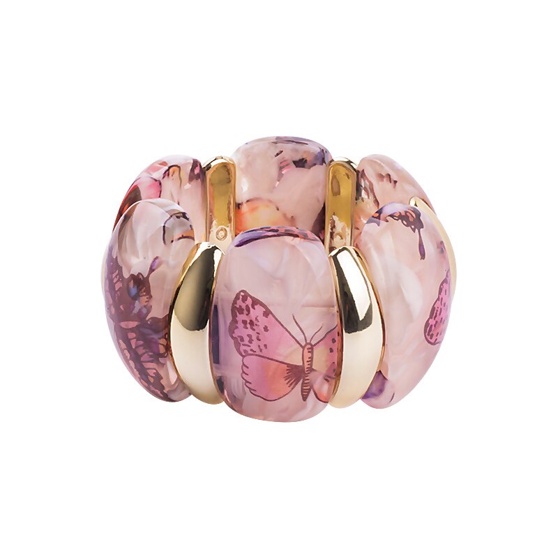 Brazaletes elásticos de resina coloridos con estampado de mariposas hermosas a la , pulseras Para mujeres, 7 colores