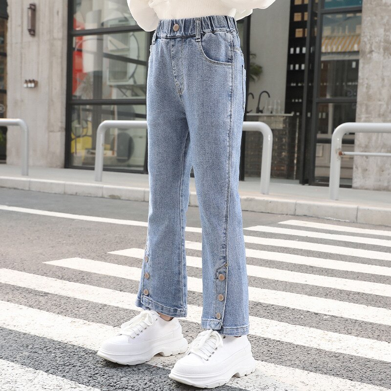 Pantalones vaqueros rectos de pierna ancha para niña Y niño, ropa informal de para adolescentes de 8, 9, 10, 12, 13 Y 14 años, primavera Y otoño