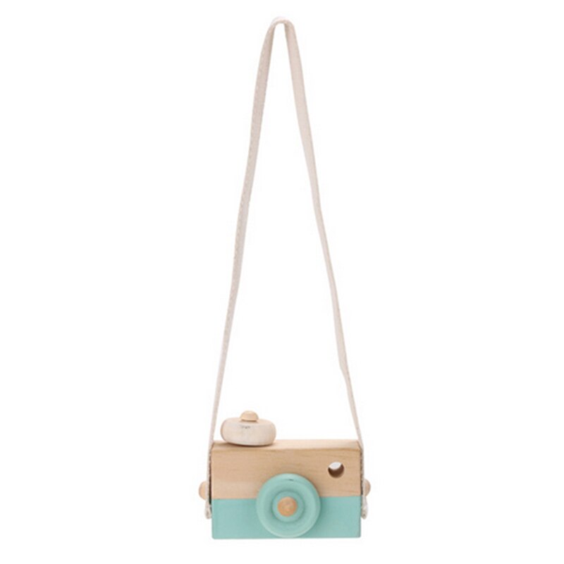 Mini Wooden Toy Camera Baby Kids Neck Hanging Camera Photography Prop Decoration Children Playing House Decor Toy: green