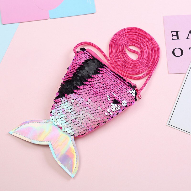 bebé niñas PU lentejuelas cola de pez forma Bolsa 6 colores alta clasificación conveniente bandolera: D