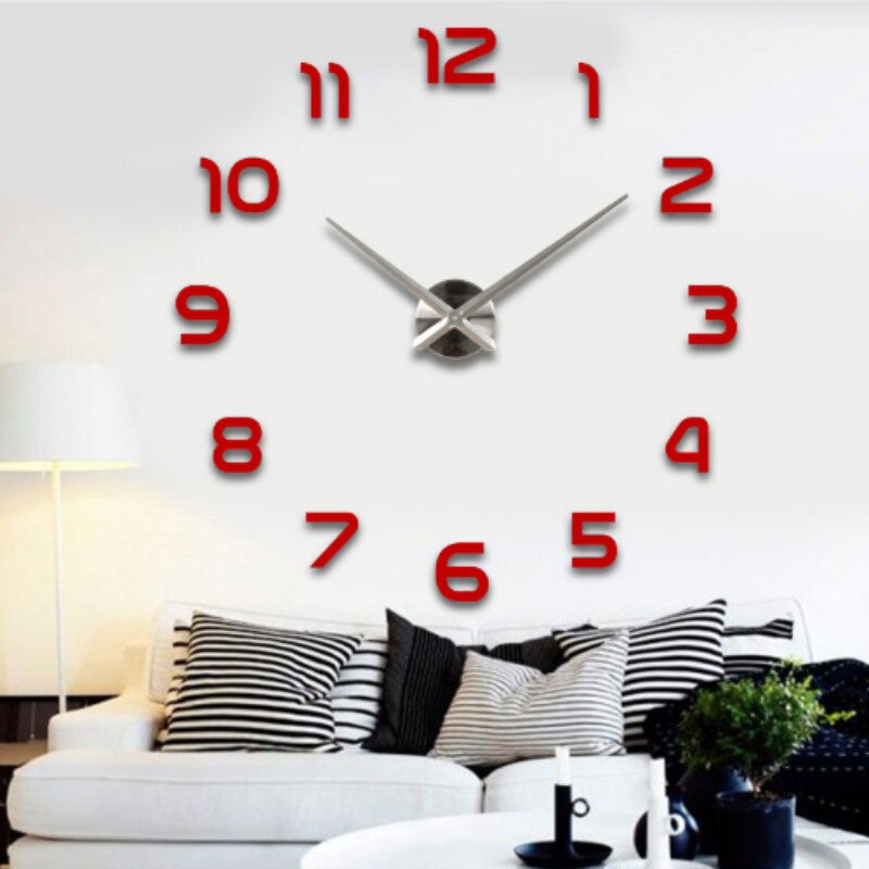 Reloj de puntero, relojes de cuarzo, relojes de , reloj de pared Real en 3d, pegatina de espejo apresurado, Diy, decoración para sala de estar, reloj de pared Digital