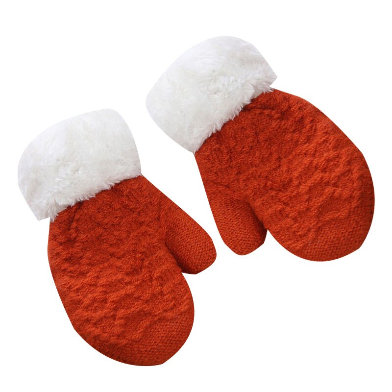 Kind Warme Handschoenen Winter Outdoor Effen Kleur Volledige Vinger Handschoenen Kids Pluche Dikker Wanten Unisex Meisjes Jongens Gebreide Handschoenen