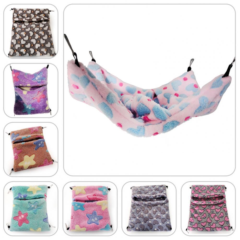 Hamac mignon en peluche douce et chaude pour Hamster, fournitures de nid pour animaux de compagnie, multicolore, petit hamac confortable suspendu
