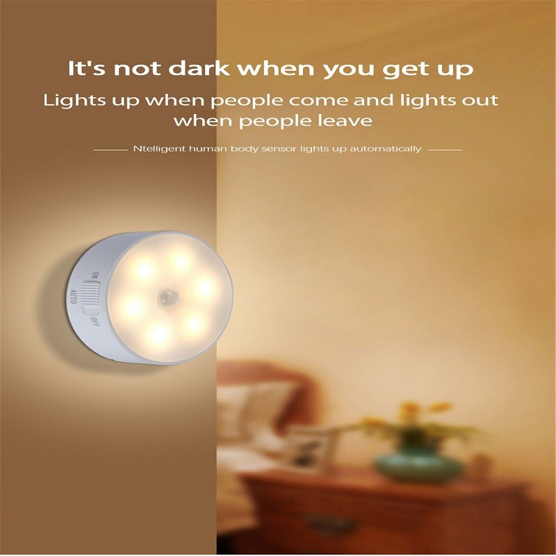 Body Induction Lamp Warm Light LED Human Induction Night Light USB Rechargeable Energy-saving Bedroom Stair Intelligent Magnetic