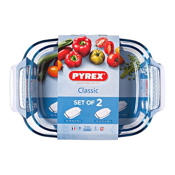 Ensemble de plats à four Pyrex verre Borosilicate classique (2 pièces)