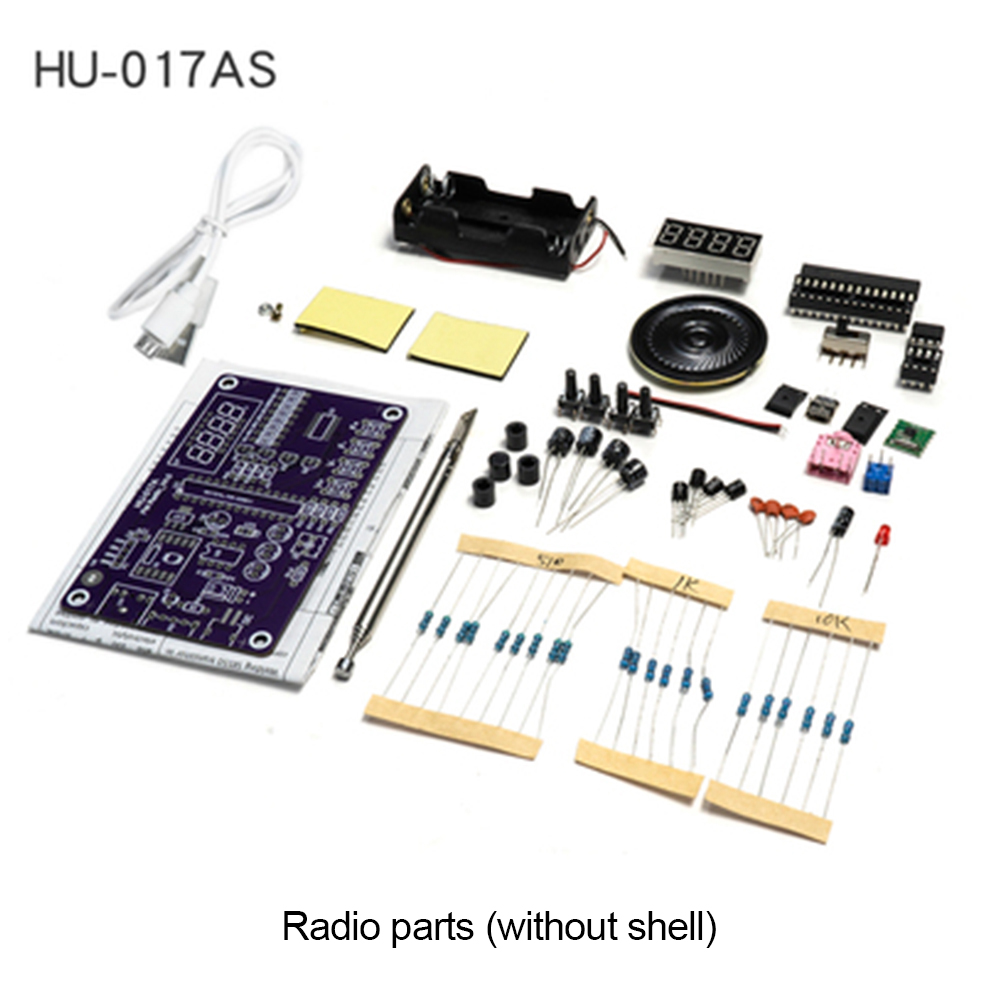 Zestaw HU-017A RDA5807S Zestaw do nauki części elektronicznych FM do samodzielnego wykonania 87-108MHz z/bez zestawu obudowy do części składowej elektronicznej: green