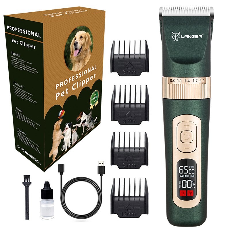 Pet Dog Electric Shaver Rechargeable Dog Grooming Barber Razor Electric Clipper for Cat and Dog Hair Trimming: Green USB