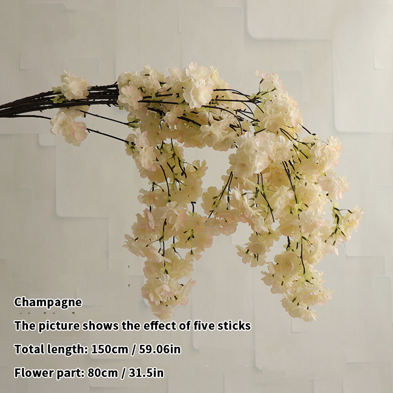 Artificial Cherry Blossom Pink White Cherry Tree Silk Flower Spring Cherry DIY Bonsai Arch Wedding Props Home Decoration: Red