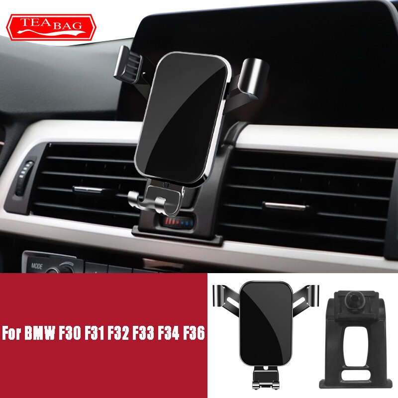 Car Mobile Phone Holder For BMW F30 F31 F32 F33 F34 F36 3 4 Series 3GT Air Vent GPS Gravity Stand Special Navigation Bracket: black