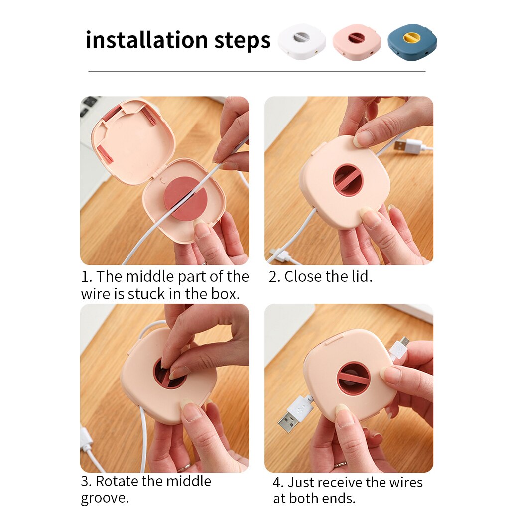 Kabel Organizer Roterende Kabelhaspel Doos Plastic Draagbare Draad Opslag Case Telefoon Houder Muis Draad Koptelefoon Snoer Opslag