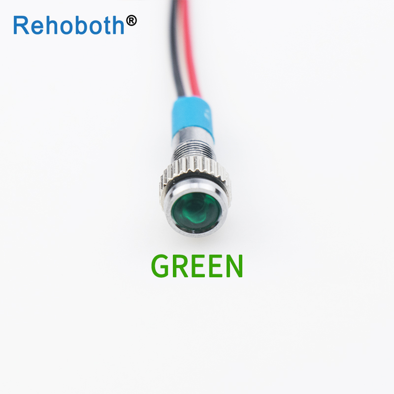 LED Metall dot signal licht mit draht 6mm 220V wasserdicht Signal lampe rot gelb blau grün weiß Anzeige licht: Green-220V