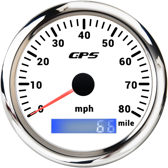 Tachimetro GPS 85MM 80 160 MPH miglia con sensore tachimetro retroilluminazione a 7 colori impostato per moto Marine Boat Car Auto 12V 24V: 80MPH white silver