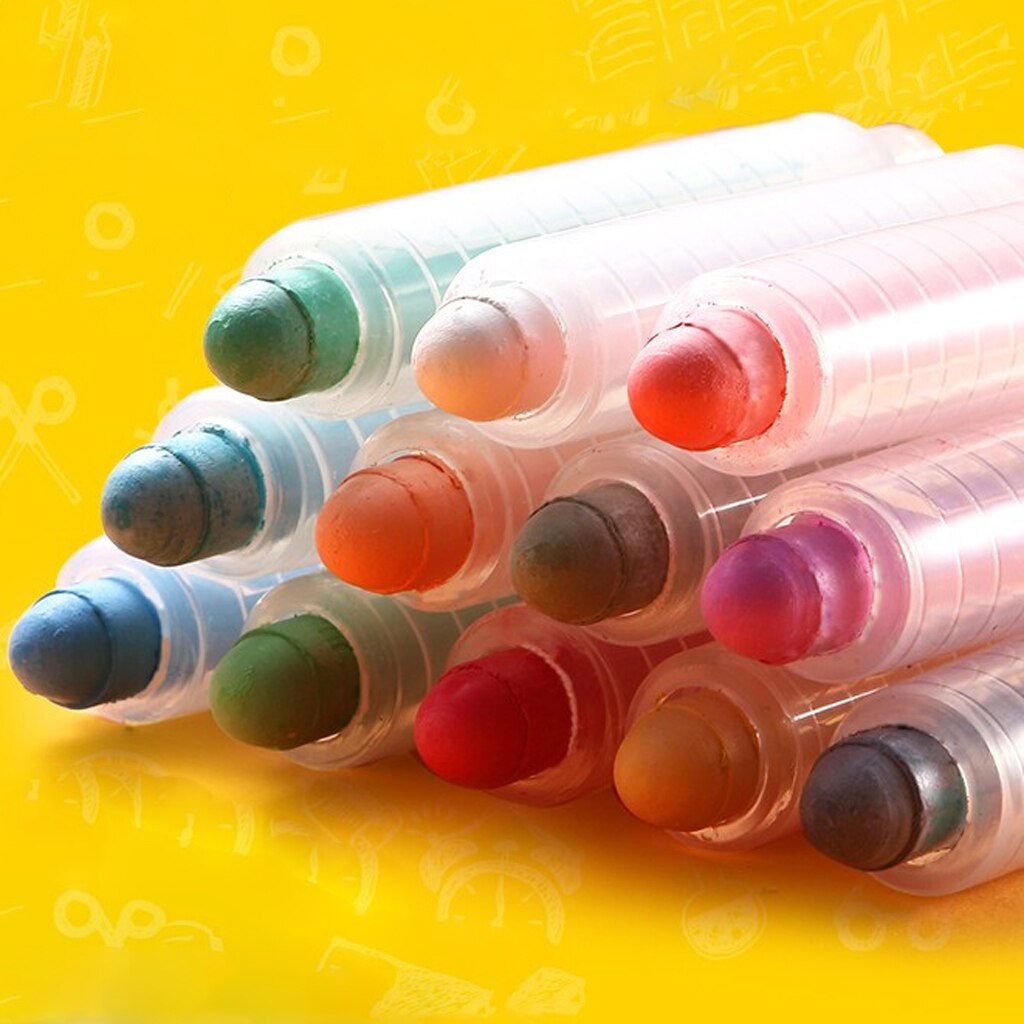12 Stuks Multicolor Water-Oplosbare Stofvrij Schilderen En Schrijven Krijt Sticks