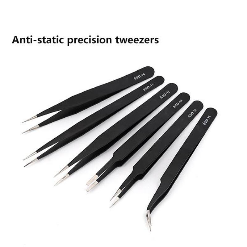 10 stuks precisiepincetten van roestvrij staal, set van roestvrijstalen pincetten