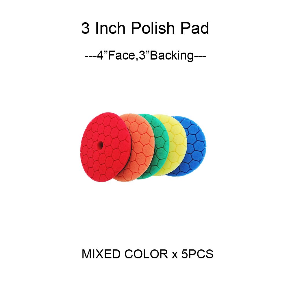 HUTU 3/5/6 Inch Sponge Polishing Pad Waxing Buffing Pads Kit Glossy Pad 125mm Car Headlights Polishing Disc For RO/DA Polishier: 3inch x5mixed color