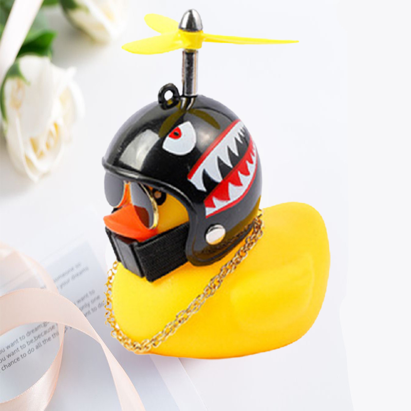 Pato de coche con casco, colgante de viento roto, pato amarillo pequeño, Motor de bicicleta de carretera, casco, accesorios de ciclismo sin luces: Oro