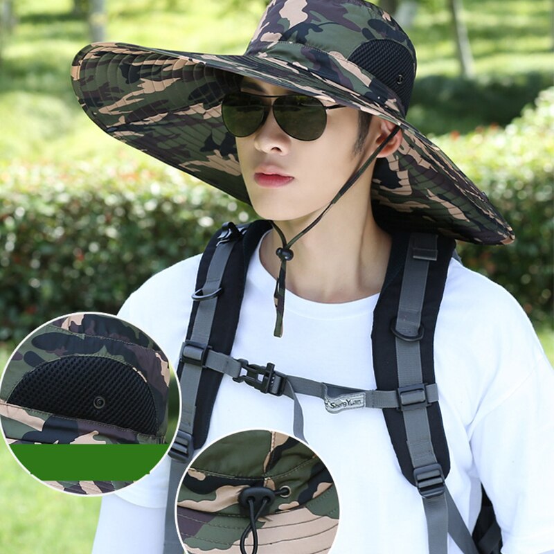 Fishing Hat Man Spring Summer Sun Protection UV Protection Breathable Wide Brim Hat For Fishing And Recreation Sun Cap