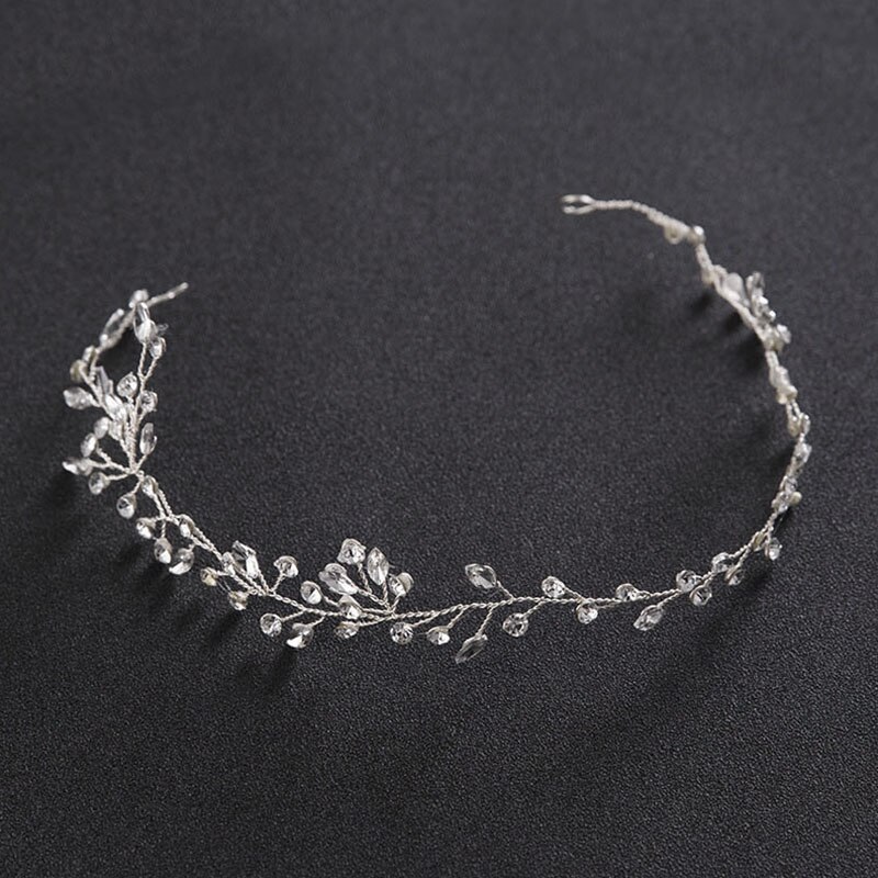 FORSEVEN Oro/Argento di Colore Fasce Dei Capelli Dei Monili di Perle di Cristallo Sposa Foglia Diademi Copricapo Da Sposa Accessori Per Capelli Da Sposa JL