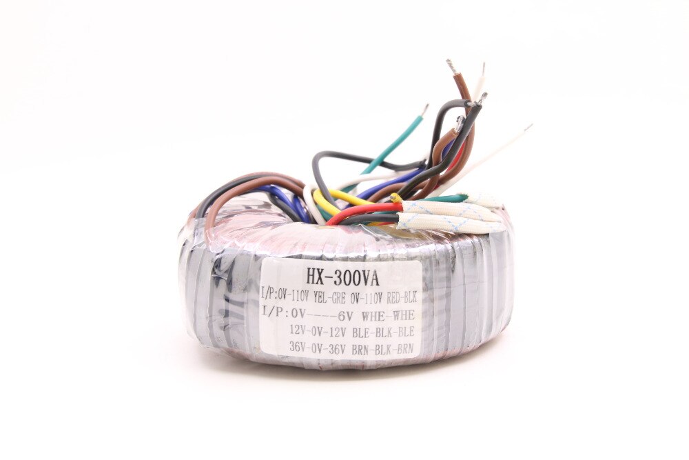 Pure Copper Transformer High-power 300W 220VAC Toroid Transformer For Audio Amplifier 36V-0-36V 12V-0-12V + 6V