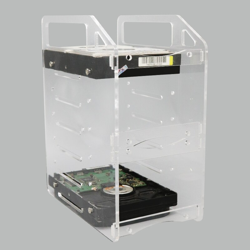 support de disque dur en acrylique, étagère transparente pour ordinateur de bureau, boîte de rangement externe pour disque dur HDD: 6 bays No fan