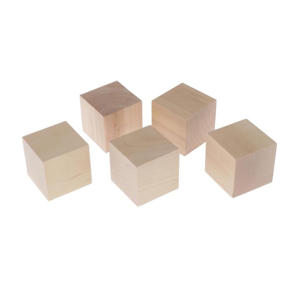 Cubos de madera sin terminar, 6cm, bloques de madera para Baby Shower, ayuda para enseñanza de matemáticas, bricolaje