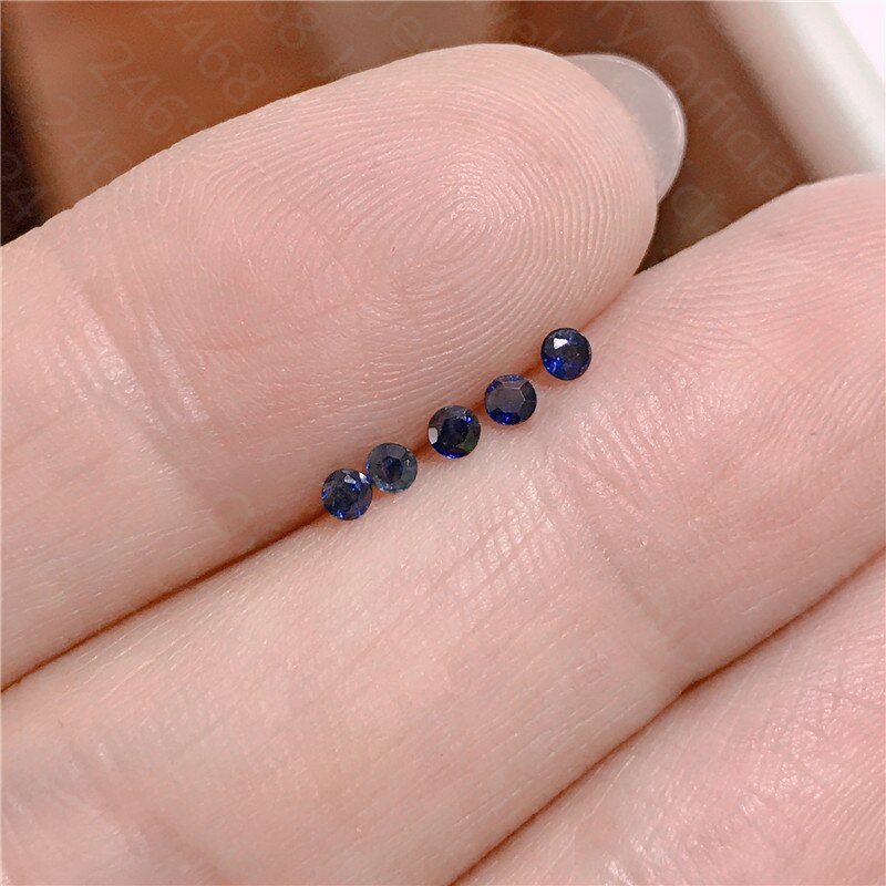 5 Natuurlijke Saffier Losse Stenen, Ronde Gem Vorm, Gem Maat 2Mm