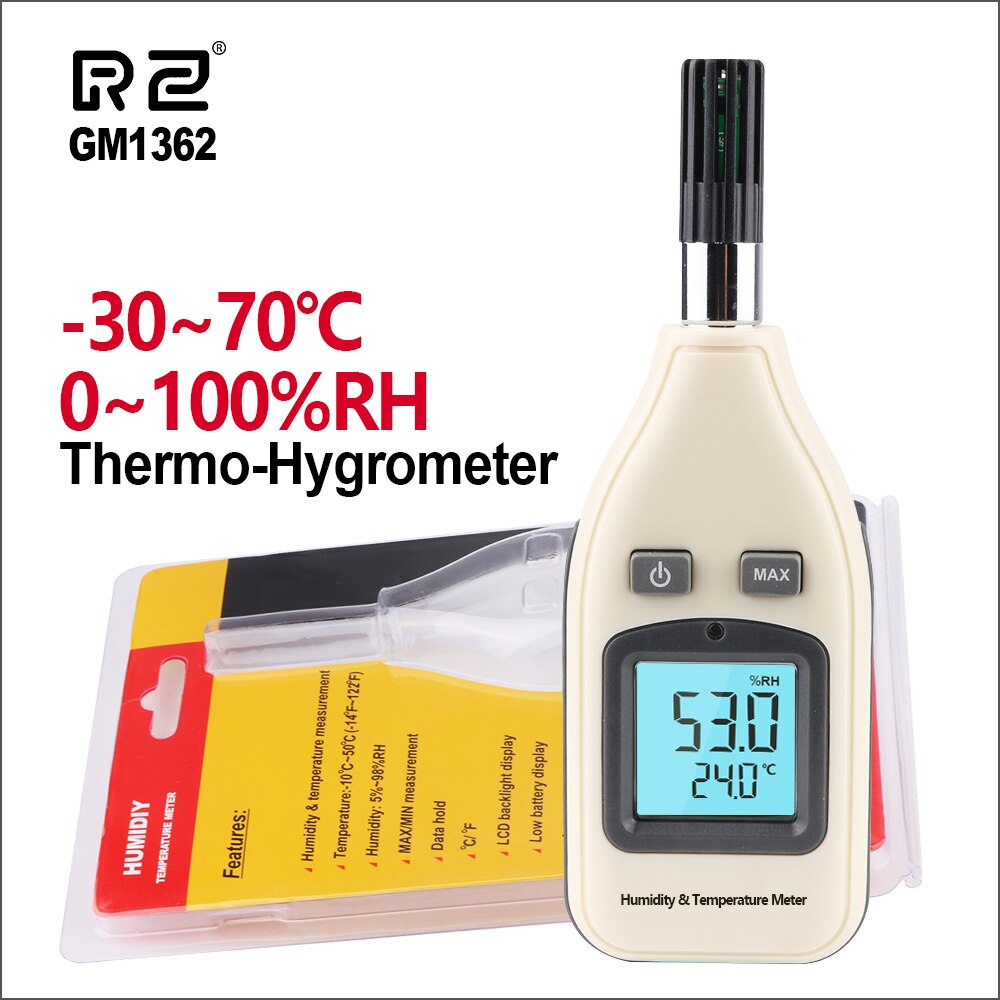 Rz Digitale Thermometer Vochtigheid Temperatuur Meter Lcd Thermo-Hygrometer Vochtigheid Tester Handheld Thermometer Hygrometer GM1362