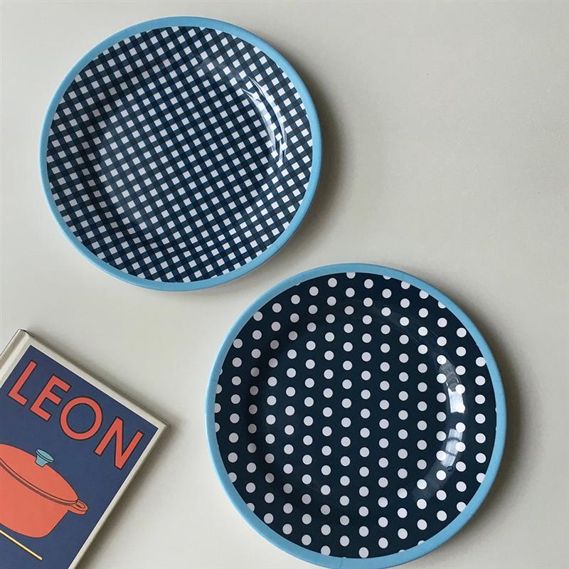 9 inch Imitation Porcelain Plate Dinner Fruit Plate Thickened Snack Plate Dessert Cake Dishes Pastry Tray Tableware Decoration