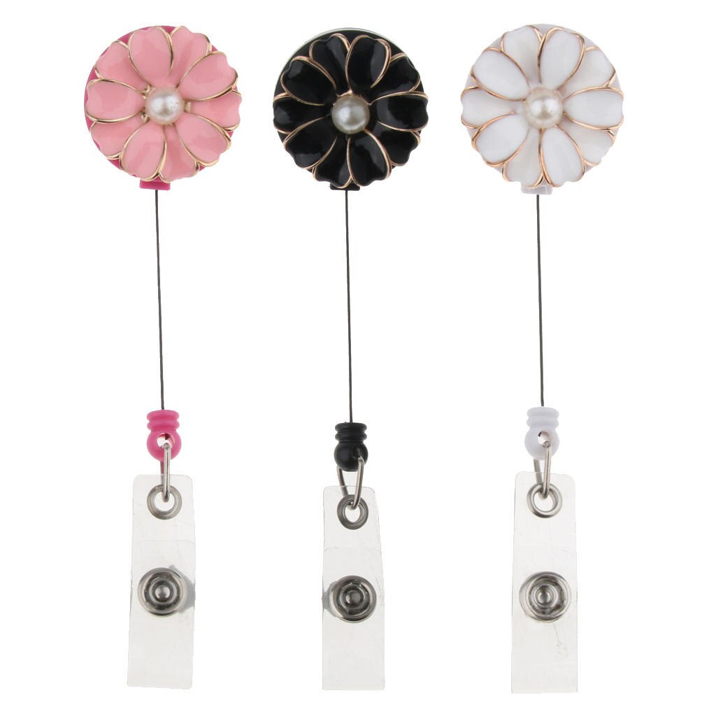 Versenkbare ID Karte Rolle mit Floral Abzeichen Halter Und Swivel