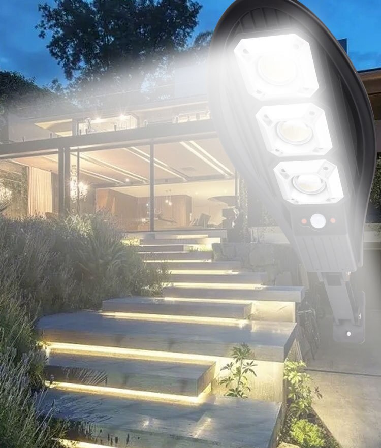 Powerful Led Solar Light Motion Sensing Remote Control Outdoor Waterproof Lighting Garden Wall Street Adjustable Solar Lamp