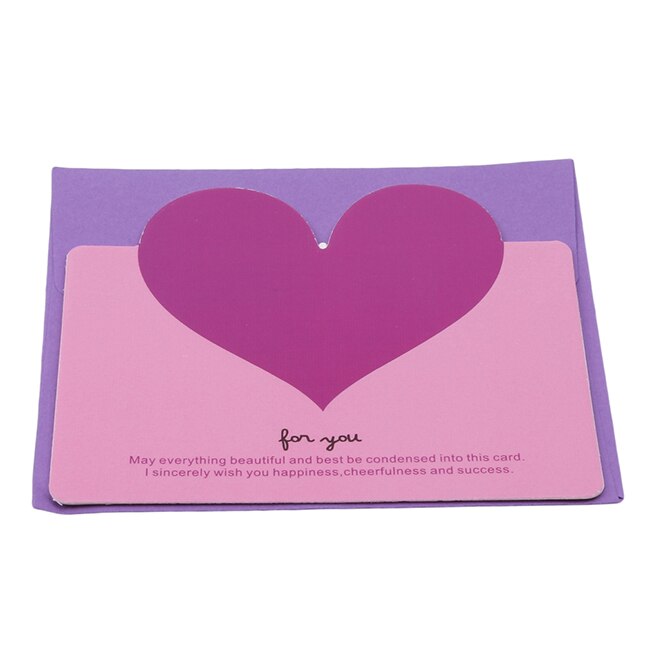 10Pcs/pack 3D Greeting Cards Handmade Heart Shape Paper Cut Valentines Mother's Day Christmas Wedding Card: Purple heart on pink
