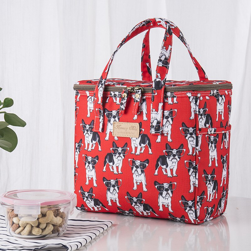 Lunch Box Portable Insulated Canvas Lunch Bag Thermal Food Picnic Lunch Bags For Women Kids: dog