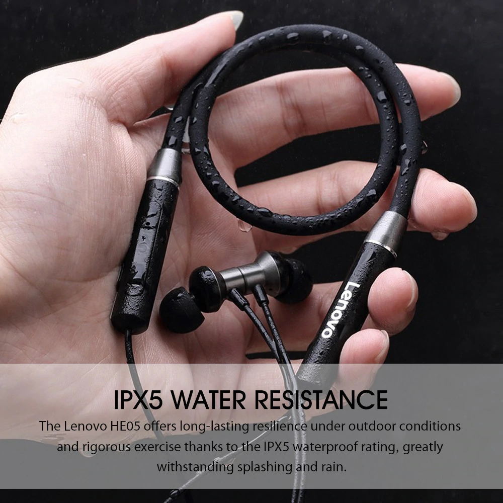 Lenovo HE05 Wireless Bluetooth 5.0 Magnetic Neckband Earphones Headset IPX5 Waterproof Sport Earbud Noise Cancelling Mic