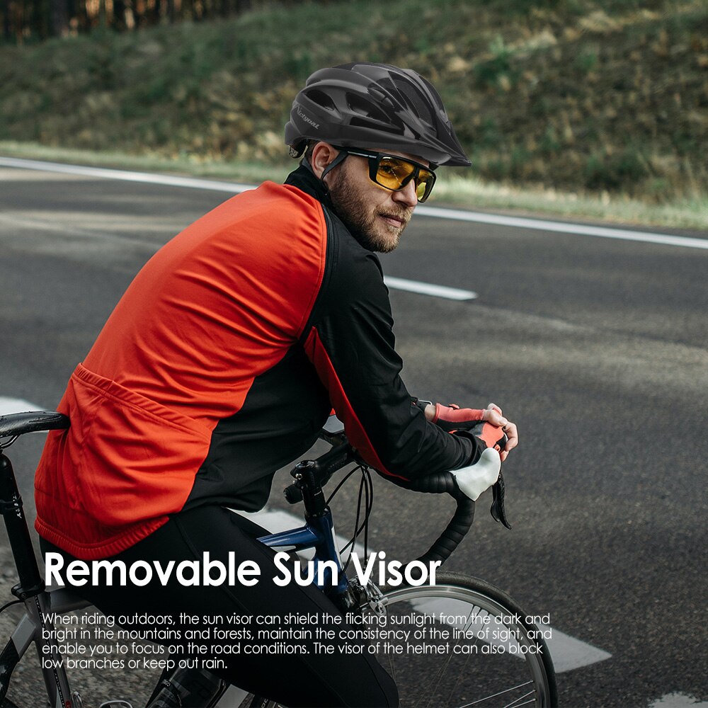 VICTGOAL Adult Bike Helmet with LED Light Bicycle Helmet with Sun Visor for Men Women Road Mountain Bike Cycling Scotter E-bike