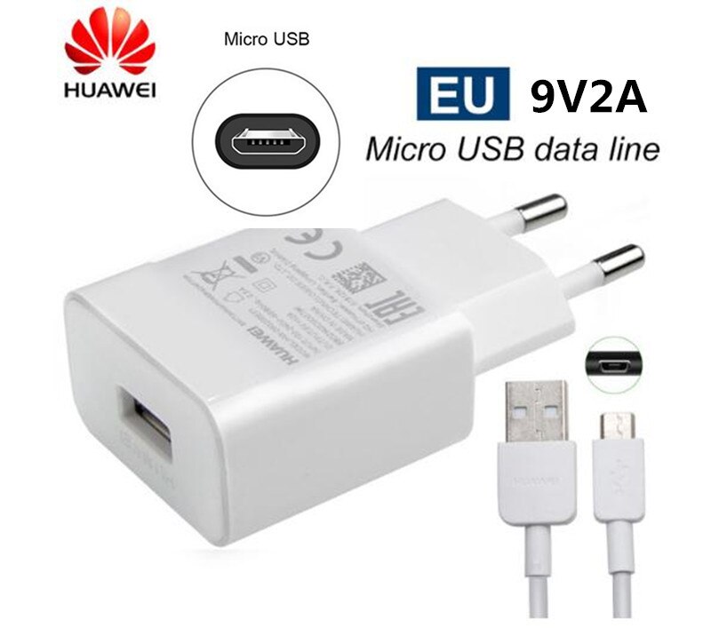 Huawei Charger original QC3.0 9V/2A USB Fast Charging For Huawei P8 P9 Plus Lite Honor 8 9 Mate10 Nova 2 2i 3 3i Original charge: add micro USB cable