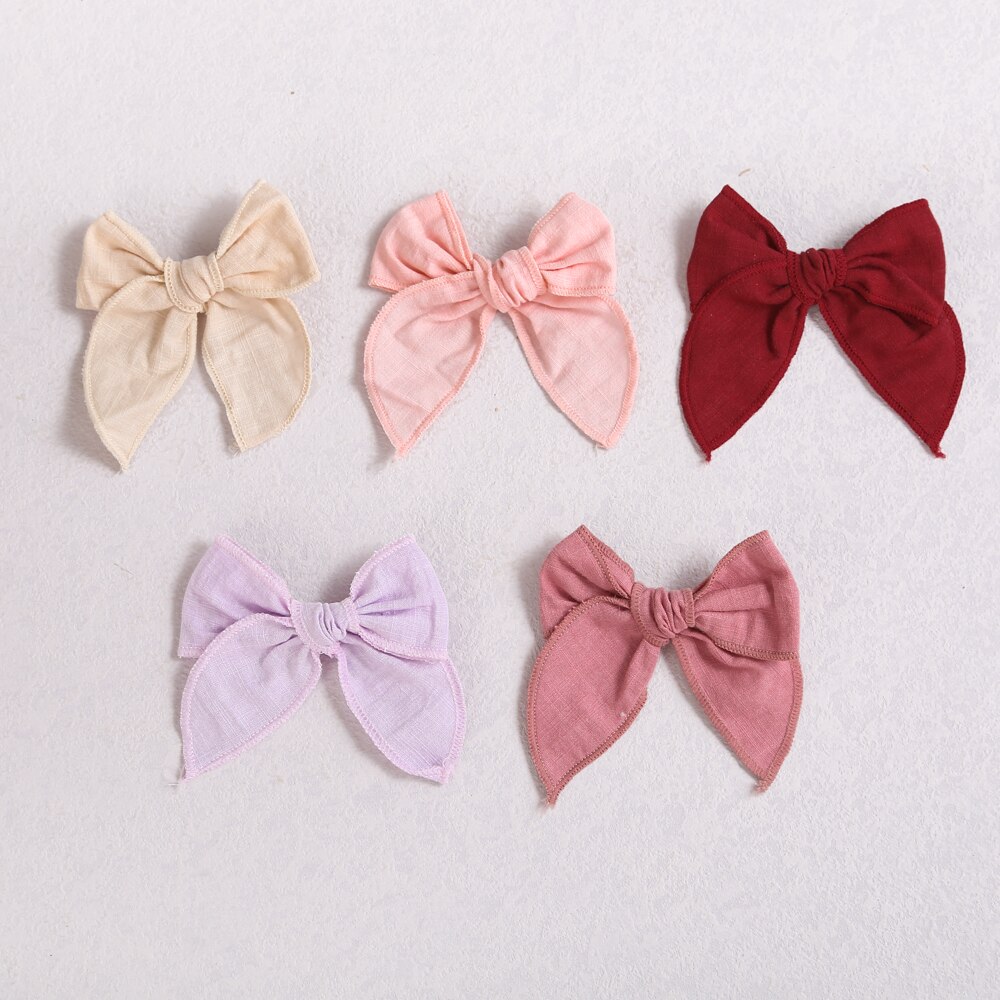 Baby Hair Clips Cotton Hairpin For girls Big Bows Barrettes Infant Linen Side Clips Hair Accessories Cute Hairgrips