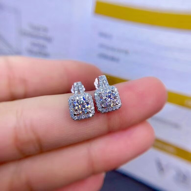 neue moissanite ohrringe frauen silber stud ohrringe 925 sterling silber shiny edelstein besser als diamant GRA zertifikat