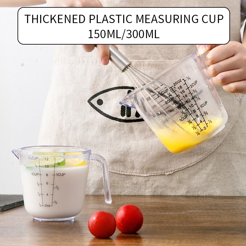 Taza medidora de plástico para hornear, accesorios de cocina, tazas, utensilios medidores de cocina, 150/300ml